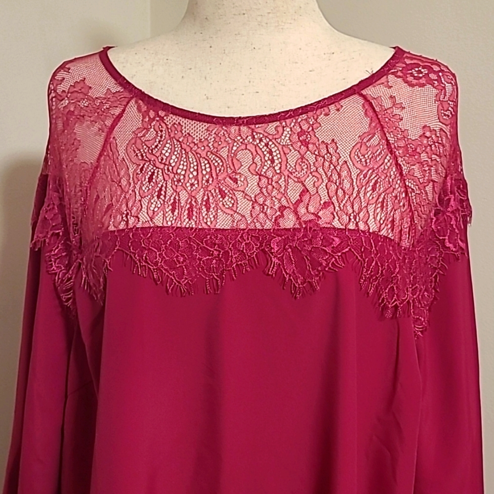 Nwot - Davi & Dani Lace Detail Boho Top - Size 1xl - image 2